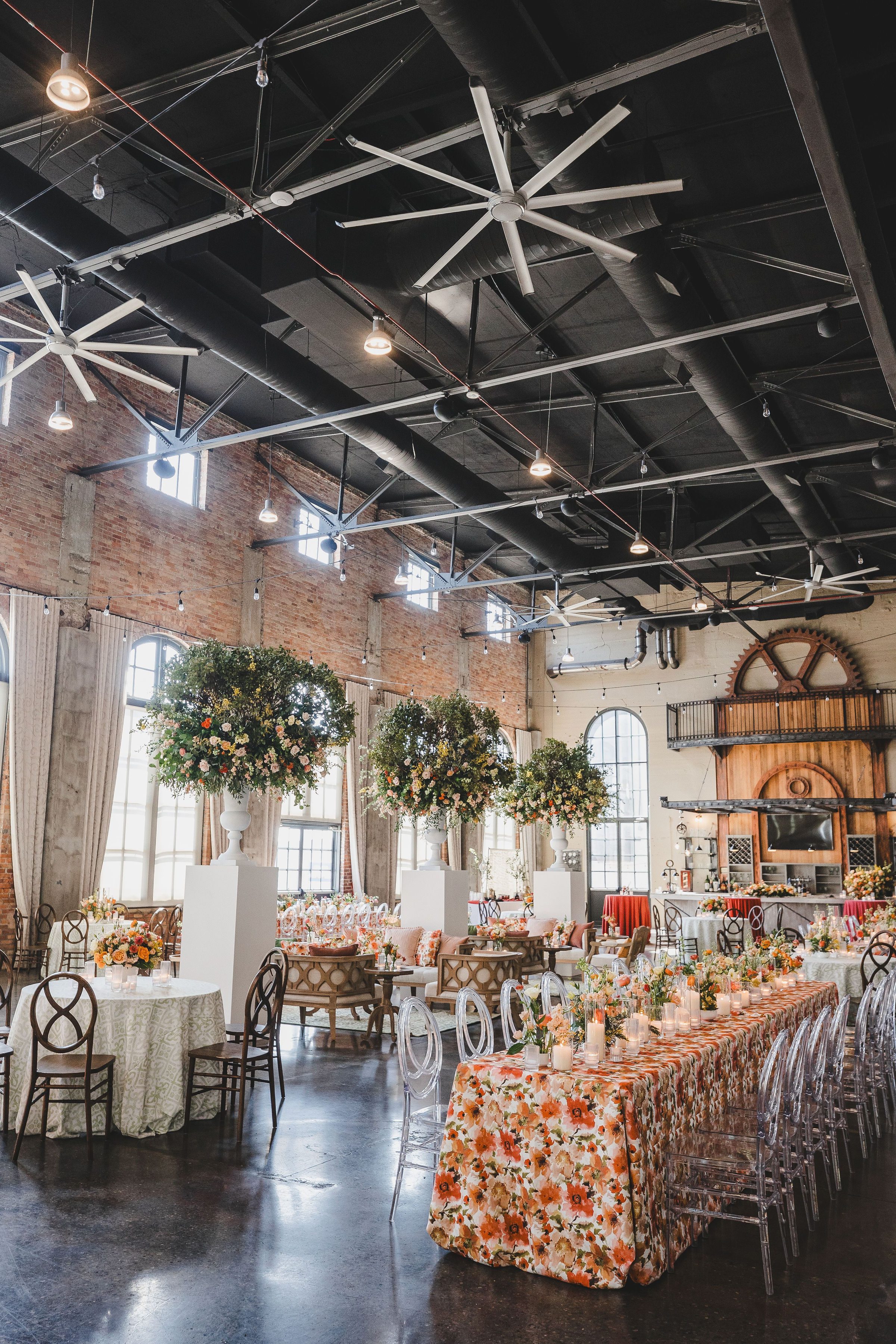colorful wedding reception table linens
