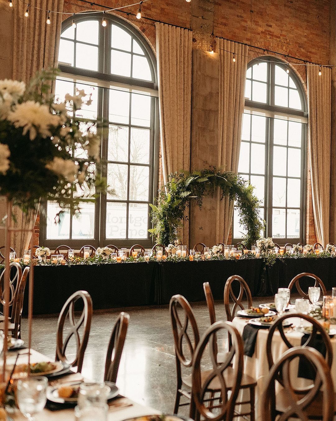 indoor wedding reception in historic venue