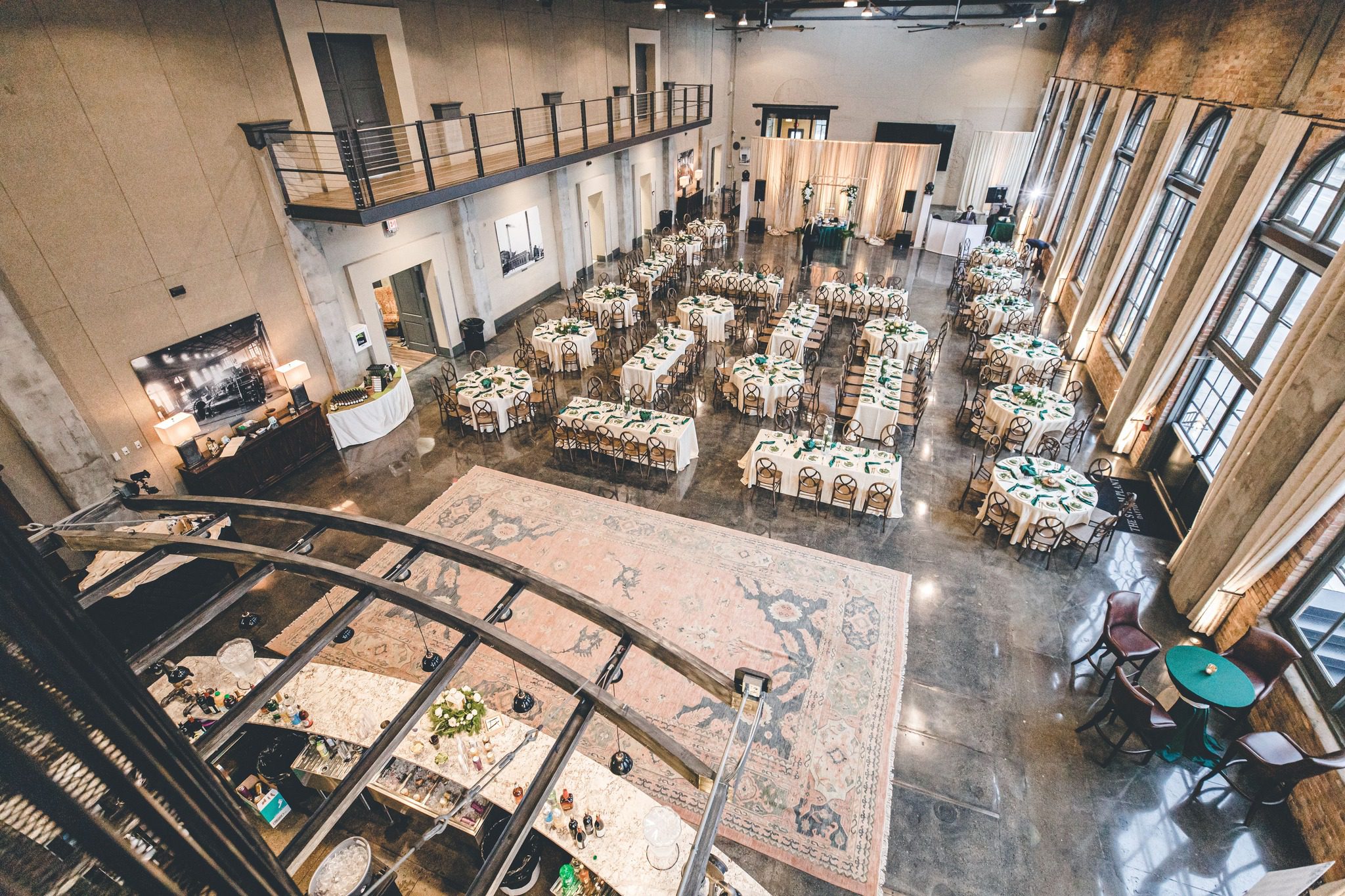 wedding reception tables and dance floor