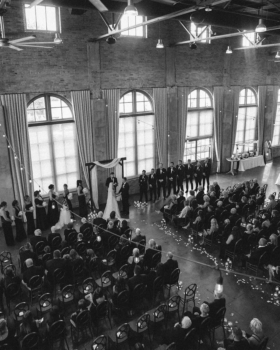 indoor wedding ceremony at the steam plant