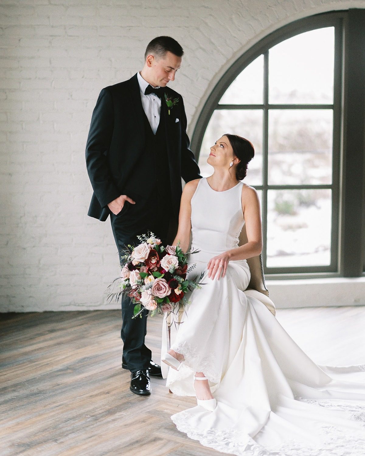 bride and groom looking lovingly at each other