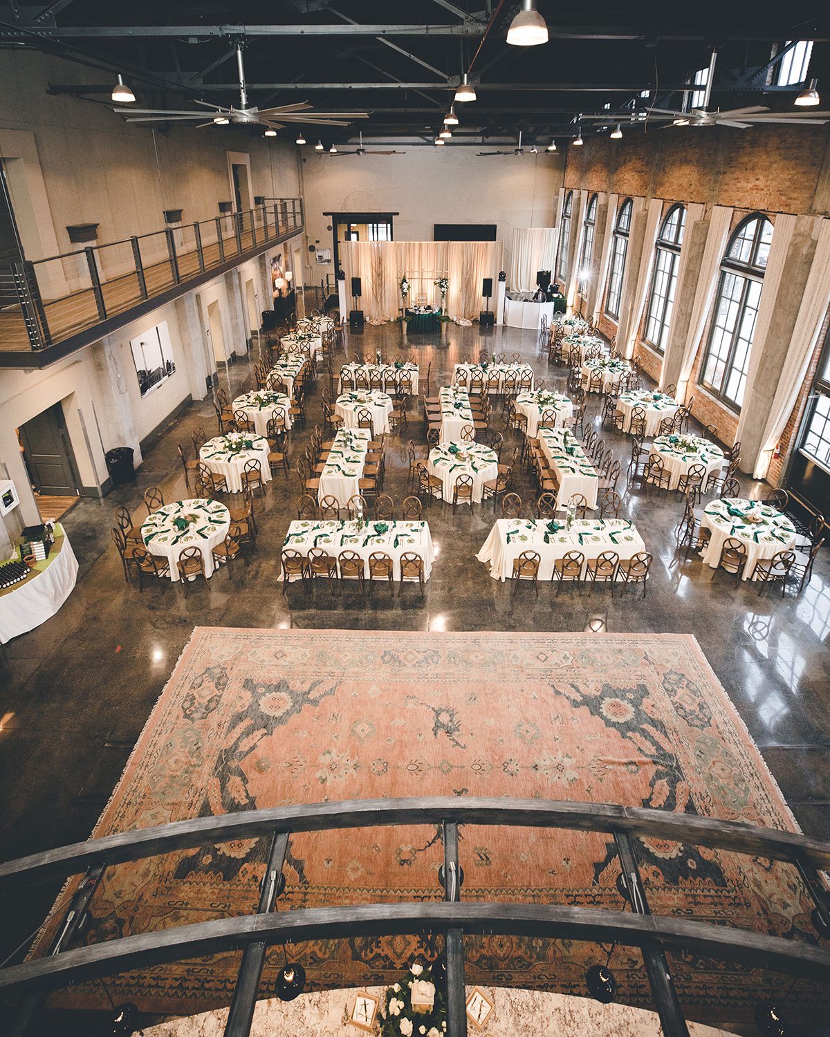 aerial view of the grande hall at the steam plant