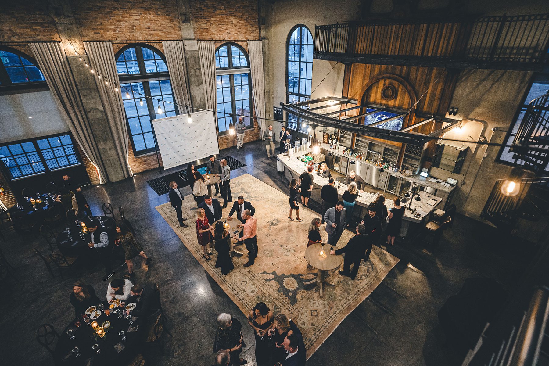 wedding guests at bar
