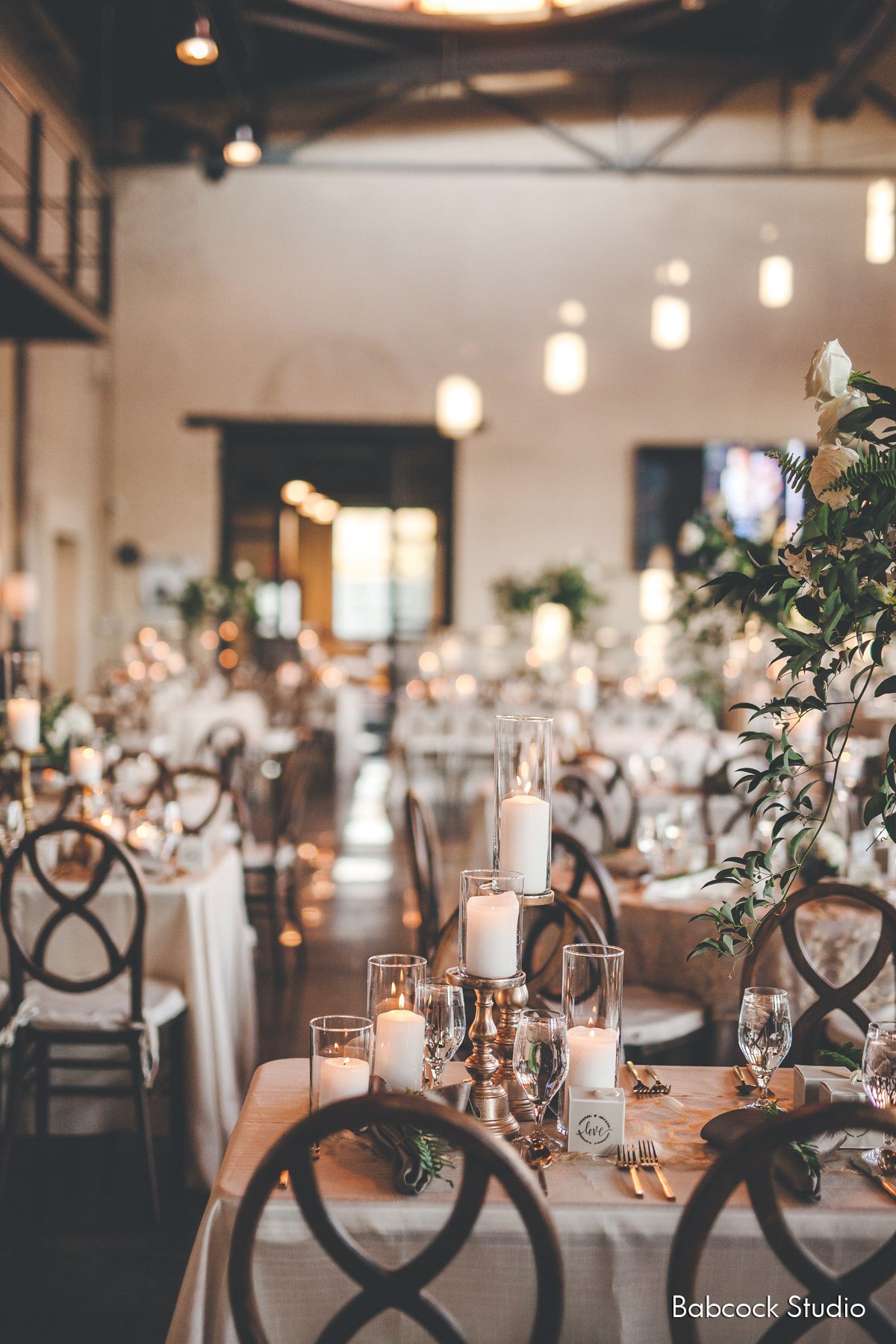 candles on wedding reception table
