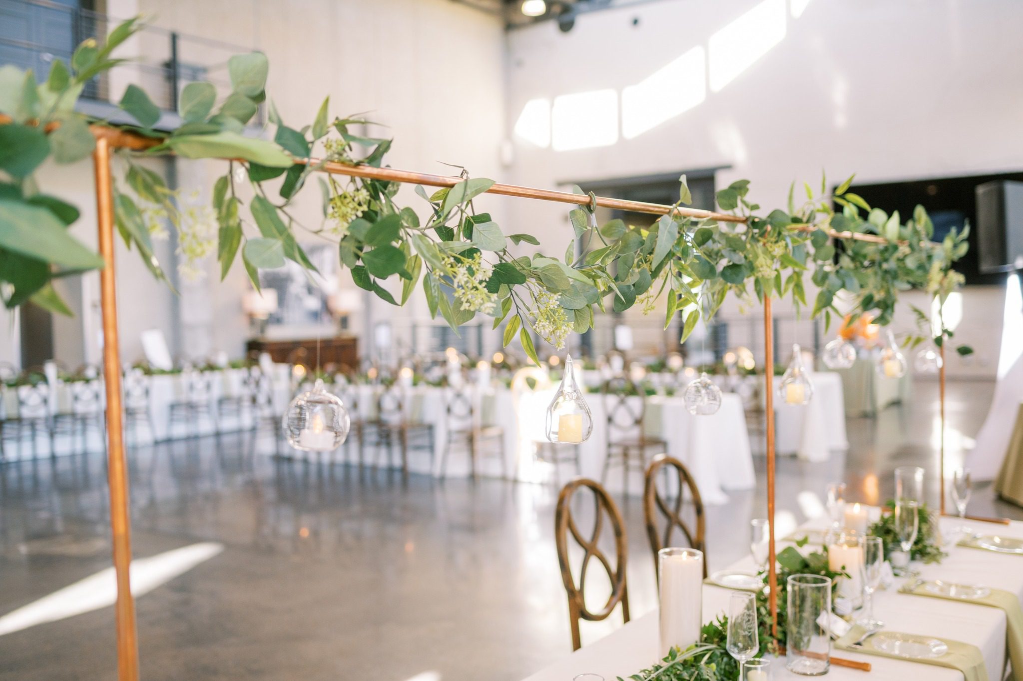 greenery with candles